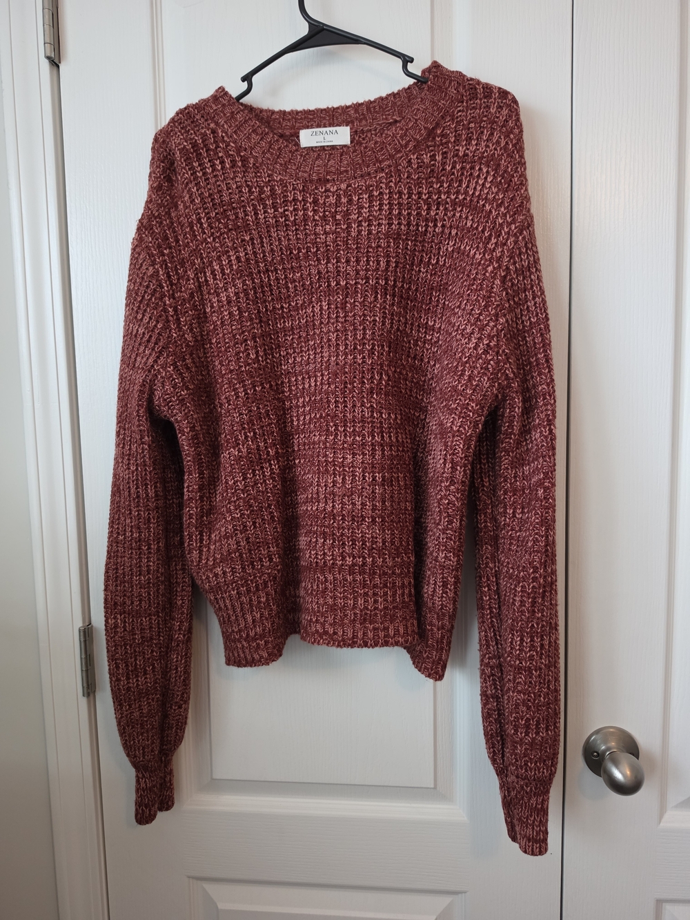 Zenana Outfitters Marled Rust Red Crewneck Sweater Sz Large